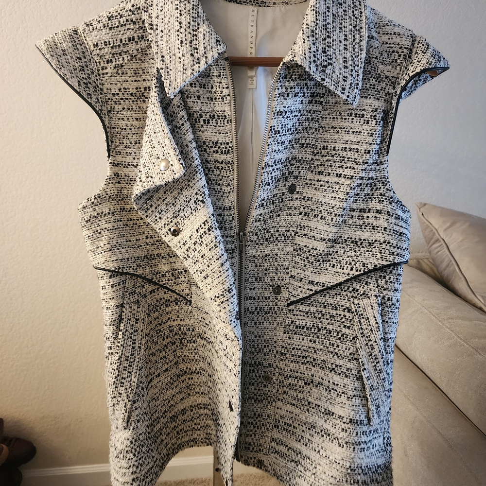 Truth and Pride tweed vest with black leather piping M